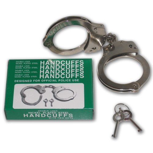 Professional Security Police Deluxe Double Lock Nickel Plated Handcuffs by I&I Sports